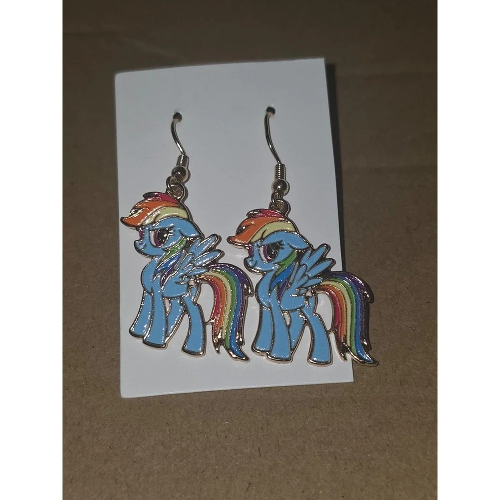 My Little Pony Hook Earrings! Rainbow Dash Enamel Charm Hypo-Allergenic